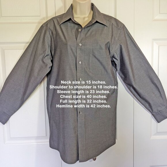 Roundtree & Yorke Gold Label dress shirt, Dark gray, Non Iron cotton, 15/33, VTG - Picture 4 of 16